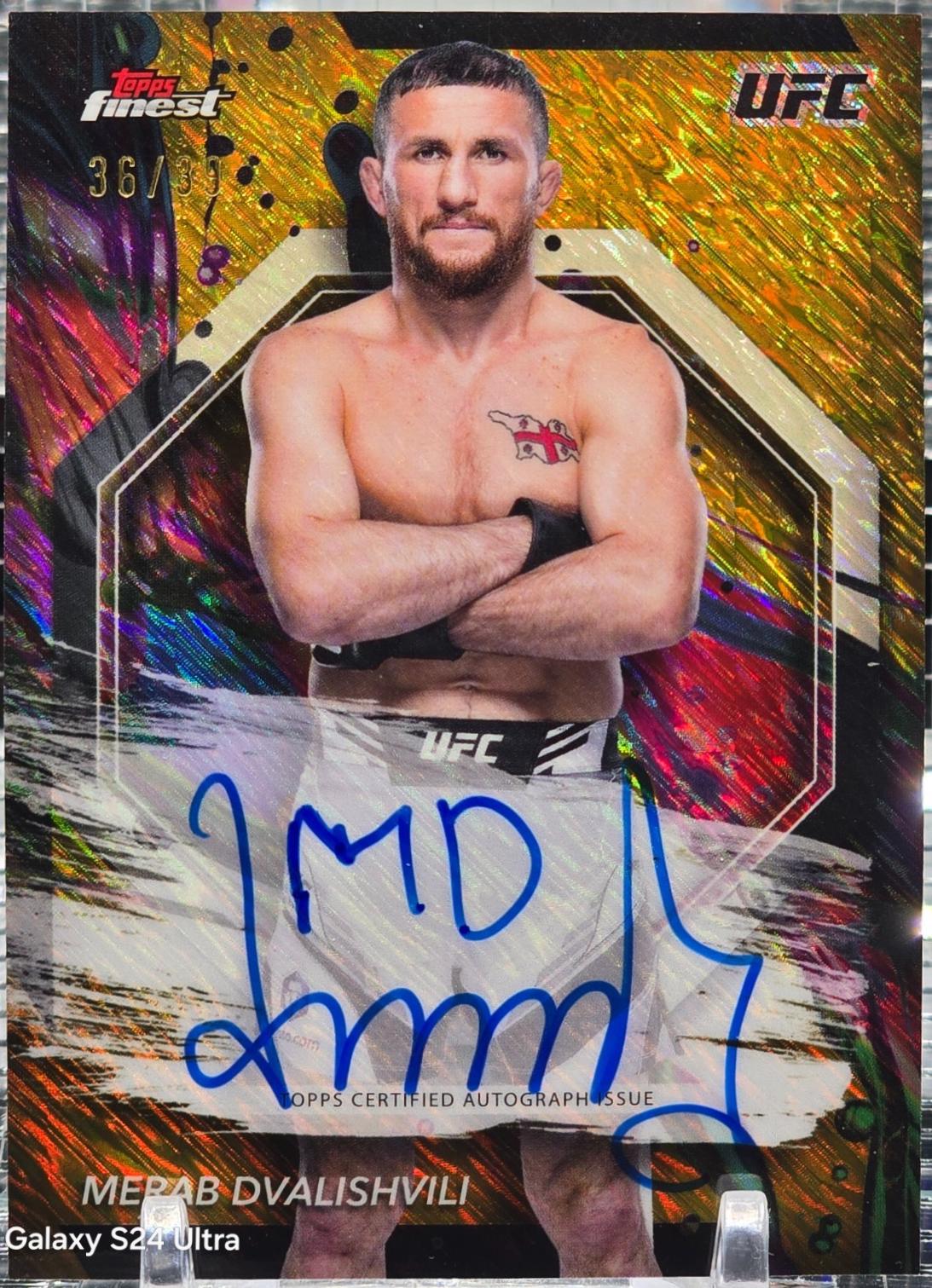 Merab Dvalishvili 2024 Topps Finest UFC Finest Autographs #FA-MBD Gold Shimmer Refractor