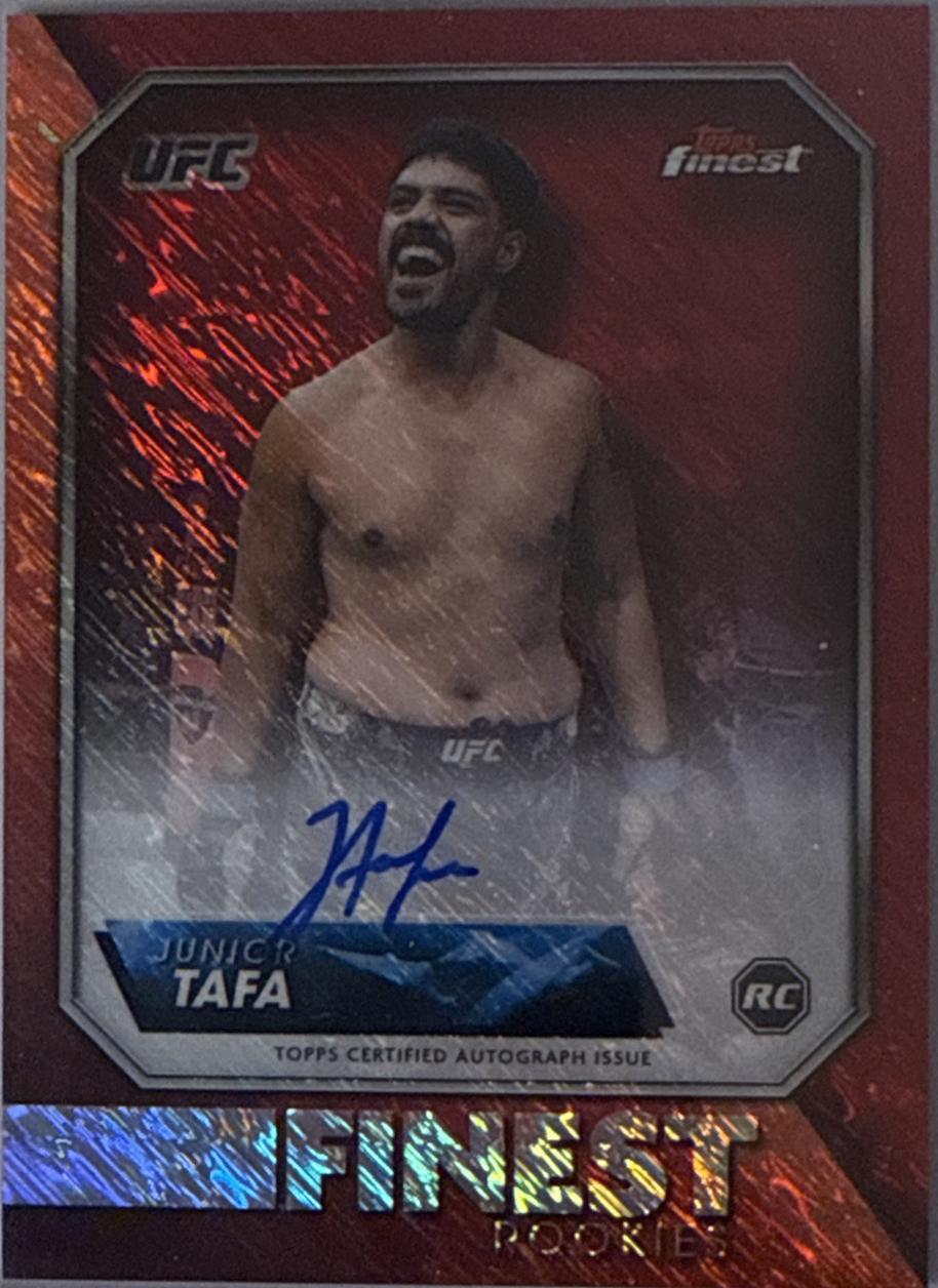 Junior Tafa 2024 Topps Finest UFC Rookie Finest Autographs #RFA-JT Red Shimmer Refractor
