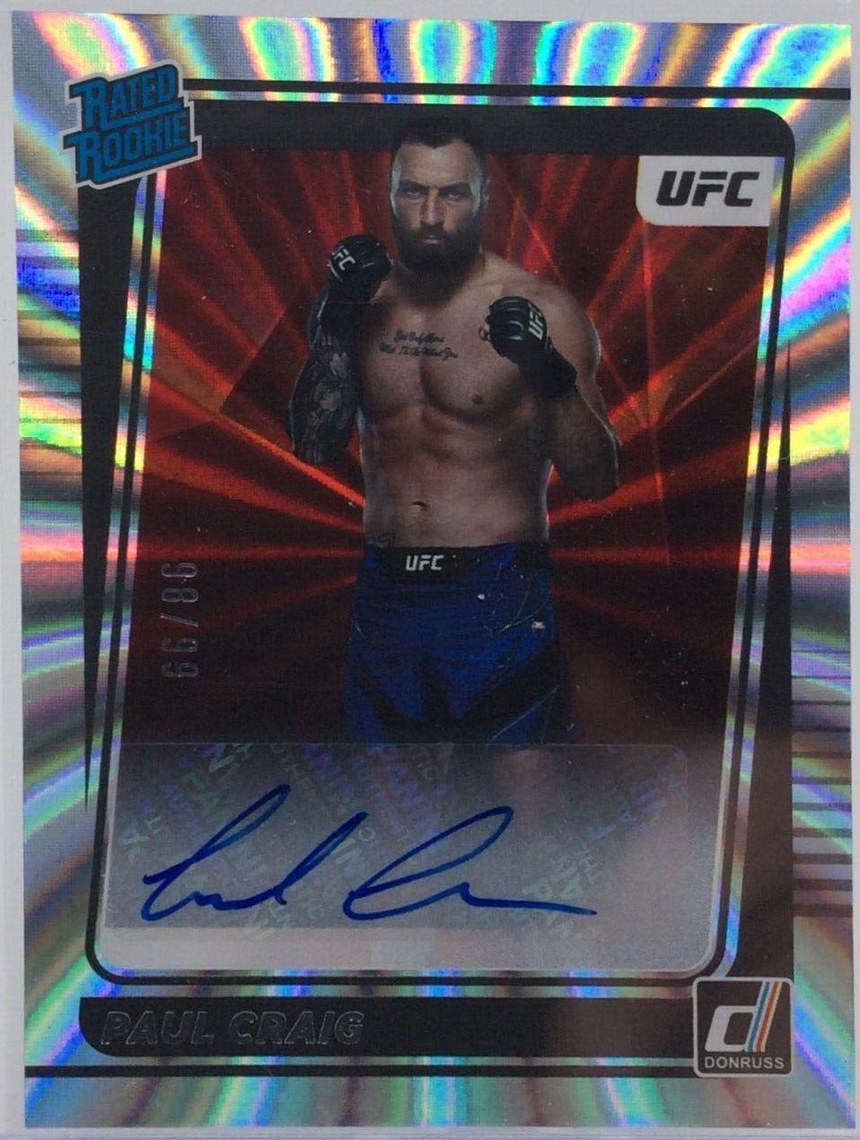 Paul Craig 2022 Panini Donruss UFC Rated Rookies Signatures #202 Laser