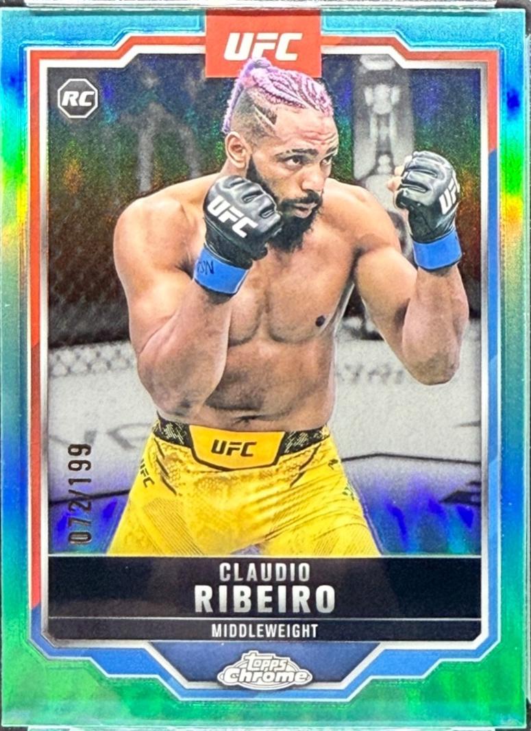 Claudio Ribeiro 2025 Topps Chrome UFC Base #16 Aqua Refractor