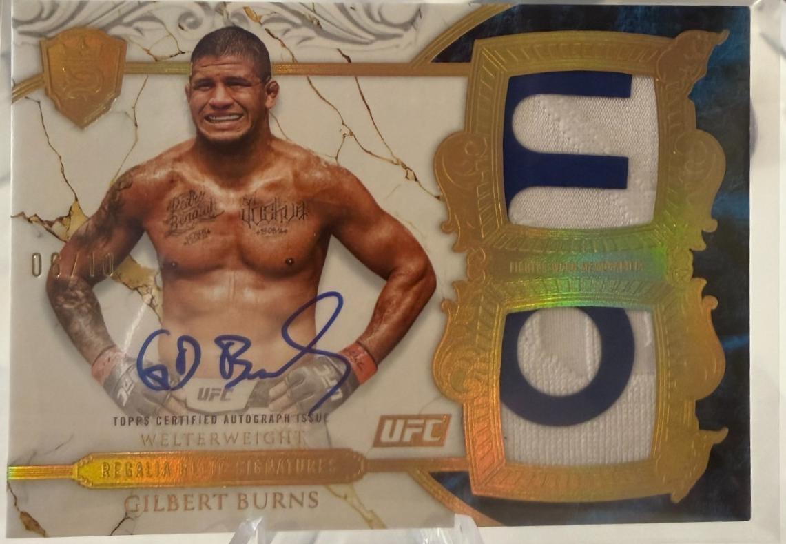 Gilbert Burns 2025 Topps Royalty UFC Regalia Relic Signatures #RRS-GB Gold