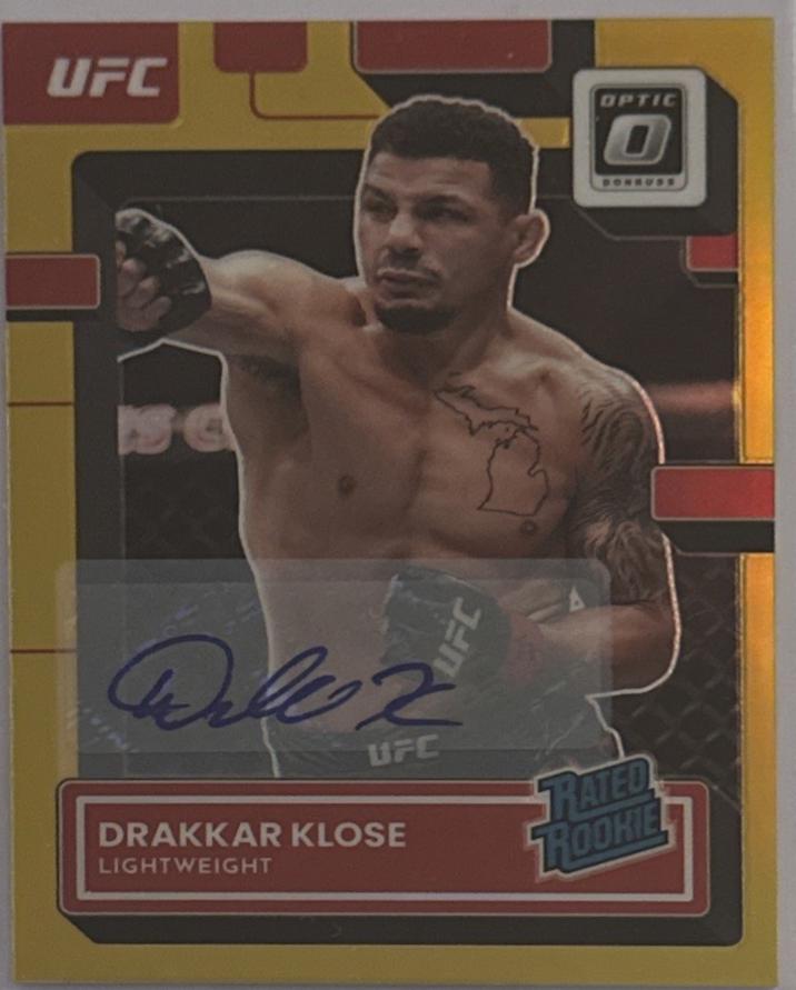 Drakkar Klose 2023 Panini Donruss Optic UFC Base Rated Rookies Signatures #114 Gold