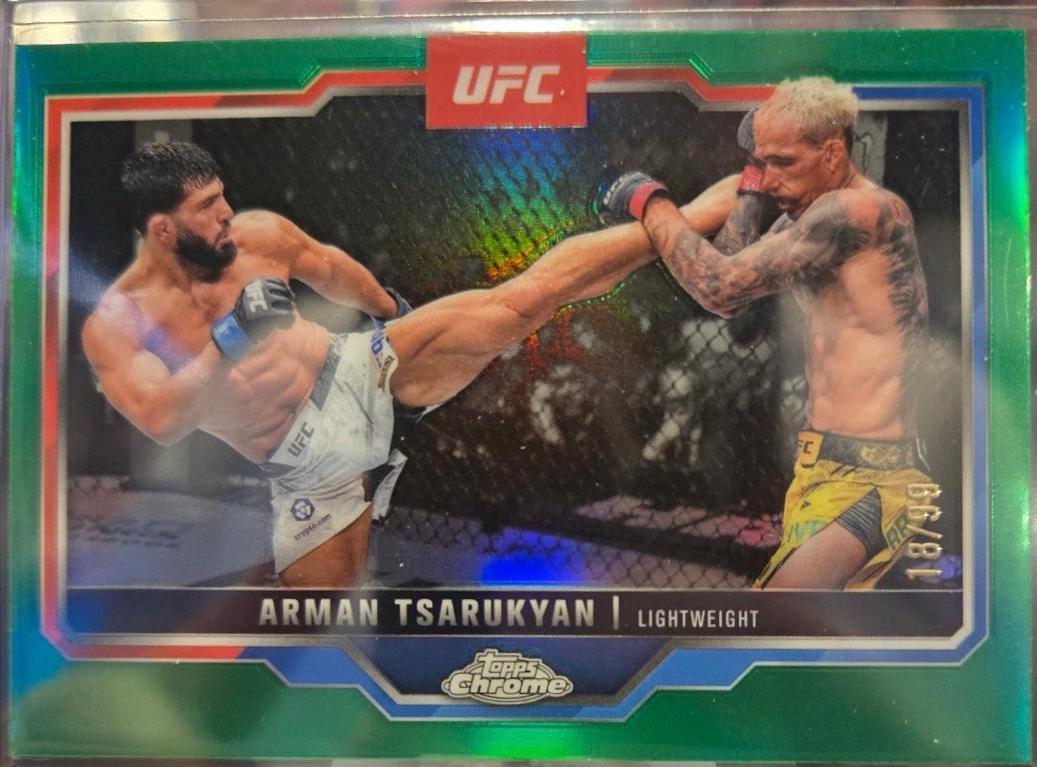Arman Tsarukyan 2025 Topps Chrome UFC Base #94 Green Refractor