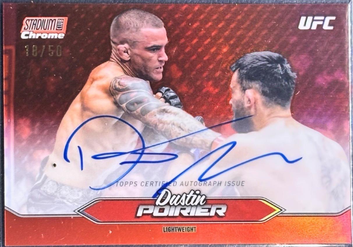 Dustin Poirier 2025 Topps Stadium Club UFC Chrome Autographs #CAS-DPR Red