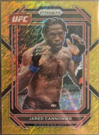 Jared Cannonier 2023 Panini Prizm UFC Base #129 Gold Shimmer