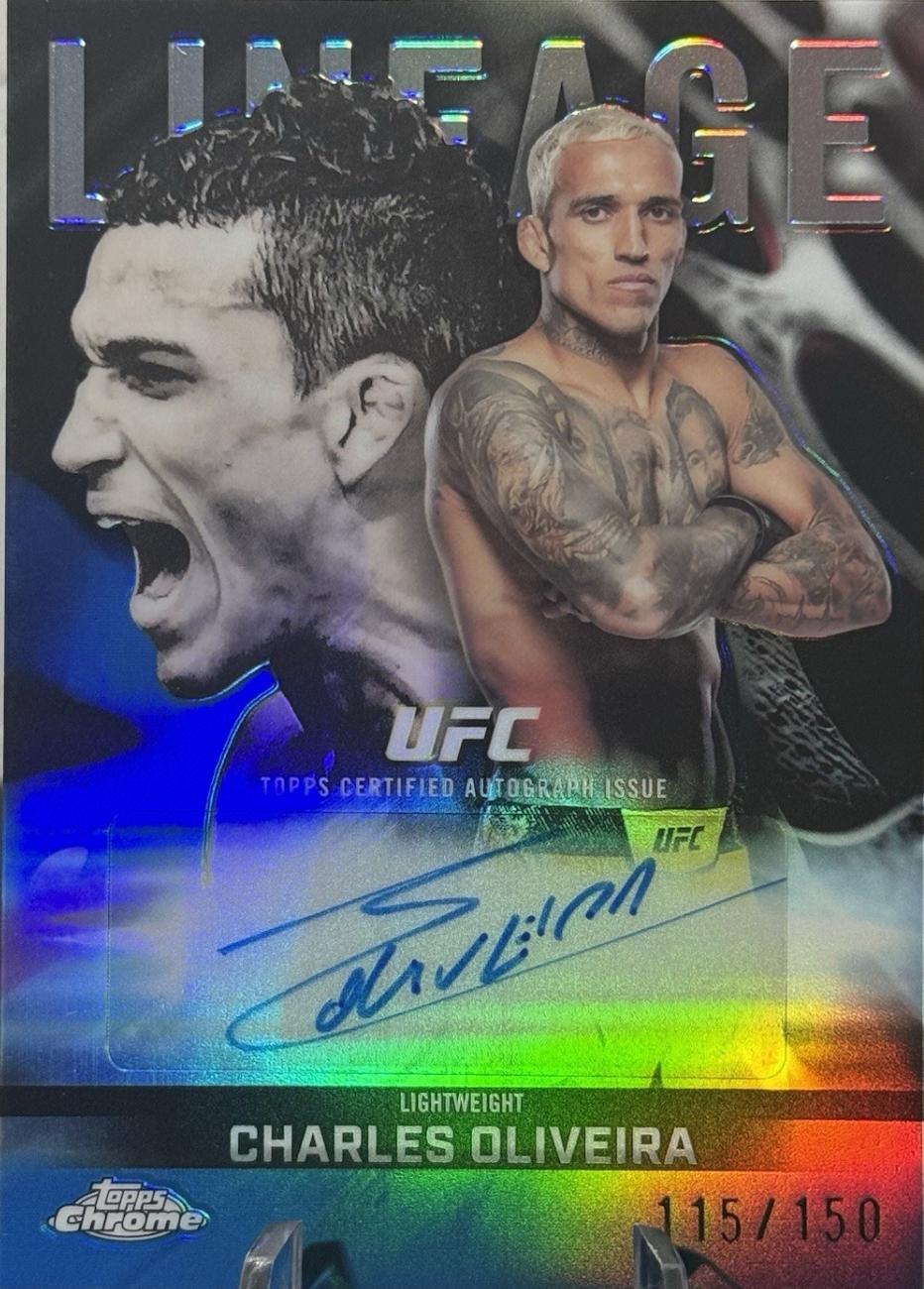 Charles Oliveira 2026 Topps Chrome UFC Chrome Lineage Autographs #CCA-CO Blue Refractor