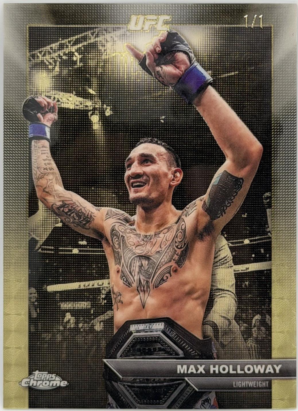 Max Holloway 2026 Topps Chrome UFC Manifesting Moments #MM-6 Superfractor