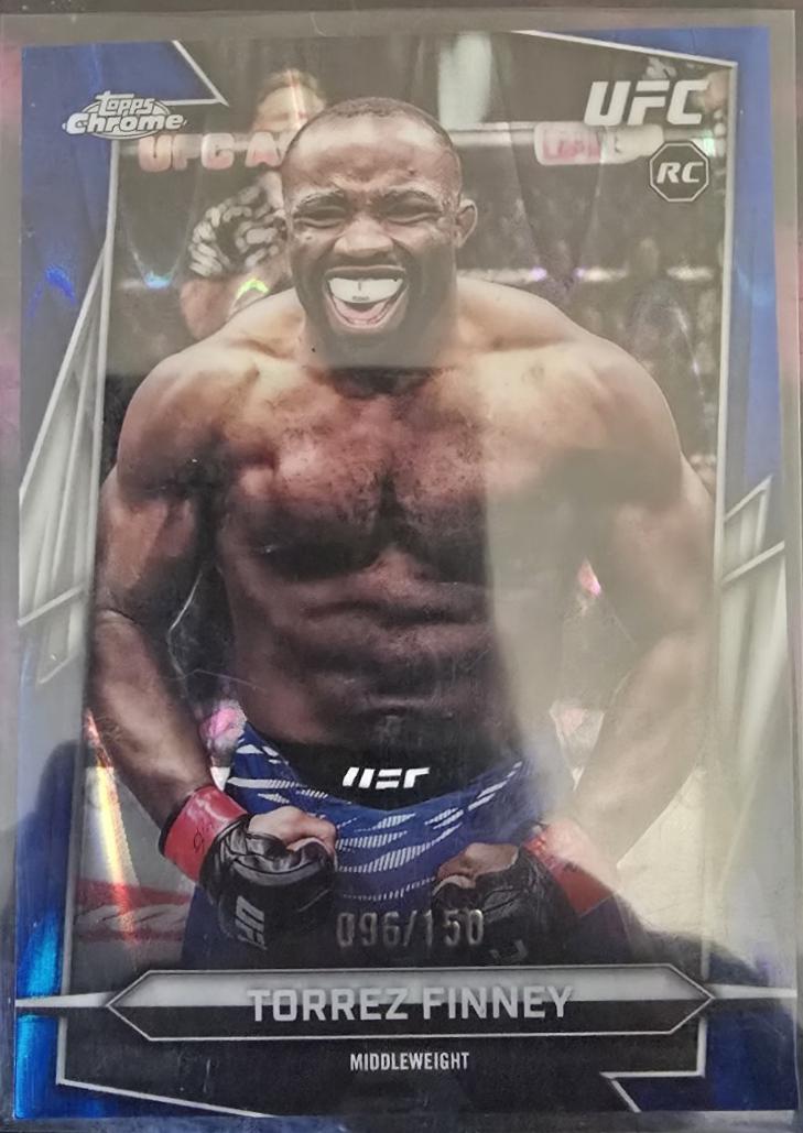 Torrez Finney 2026 Topps Chrome UFC Base #166 Blue Refractor