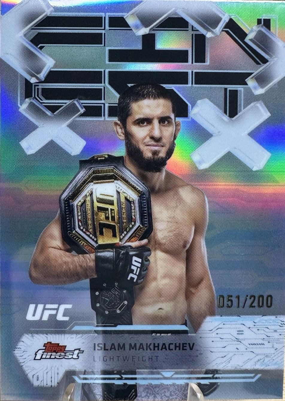 Islam Makhachev 2025 Topps Finest UFC Base Common #82 Blue Refractor
