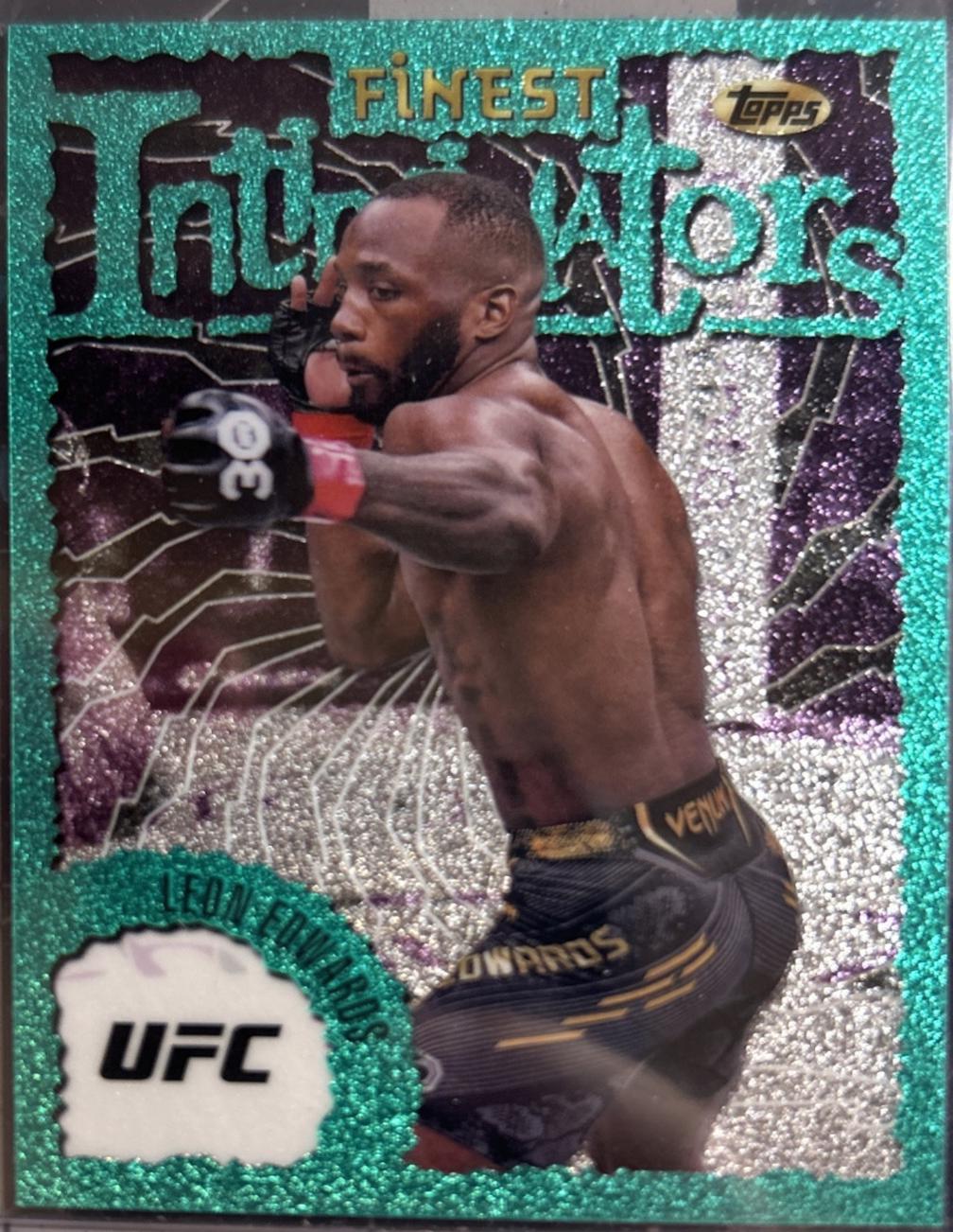Leon Edwards 2024 Topps Finest UFC Intimidators #INT-10 Tangerine Glitter Refractor