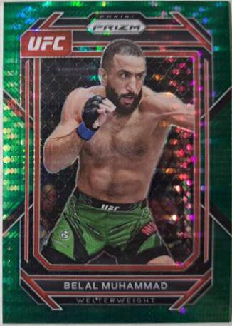Belal Muhammad 2023 Panini Prizm UFC Base #113 Green Pulsar