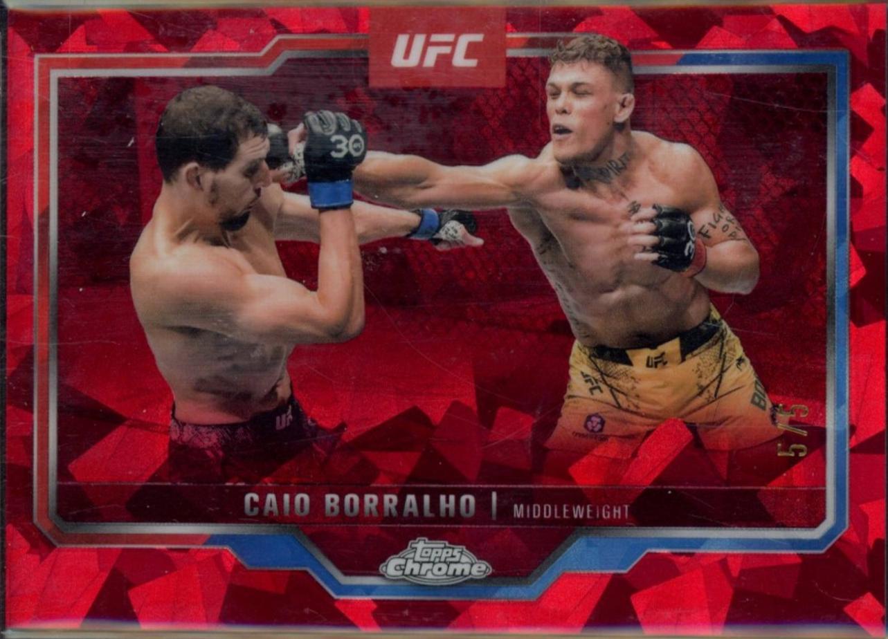 Caio Borralho 2025 Topps Chrome Sapphire UFC Base Sapphire #49 Red Sapphire