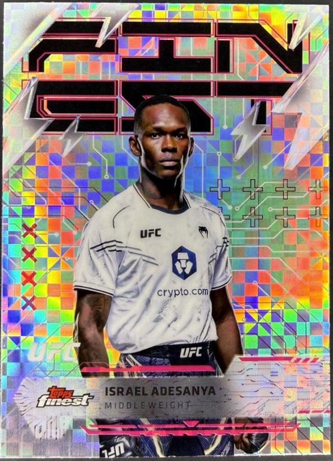 Israel Adesanya 2025 Topps Finest UFC Base Rare #253 Checkerboard Refractor