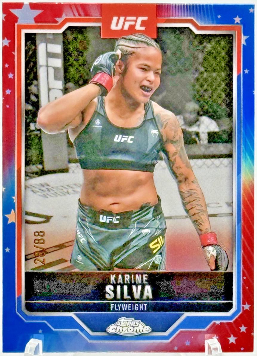 Karine Silva 2025 Topps Chrome UFC Base #147 Red White Blue Refractor
