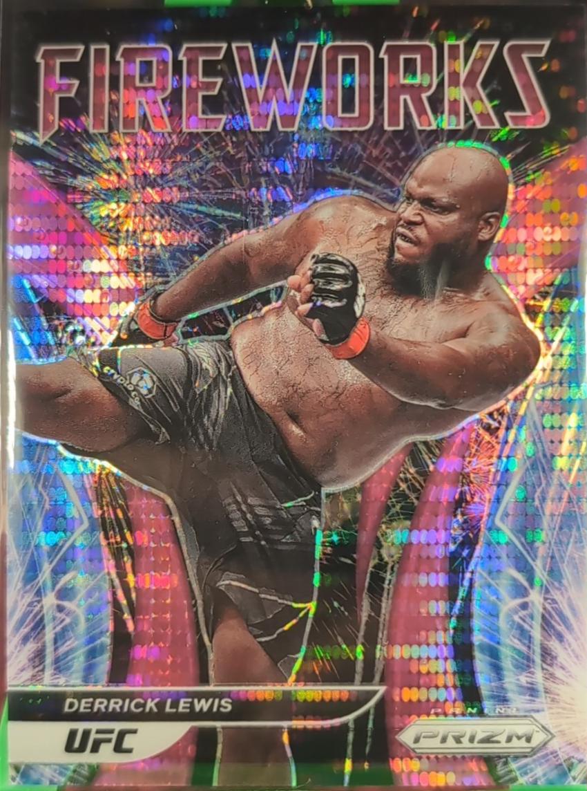 Derrick Lewis 2022 Panini Prizm UFC Fireworks #2 Pink Pulsar