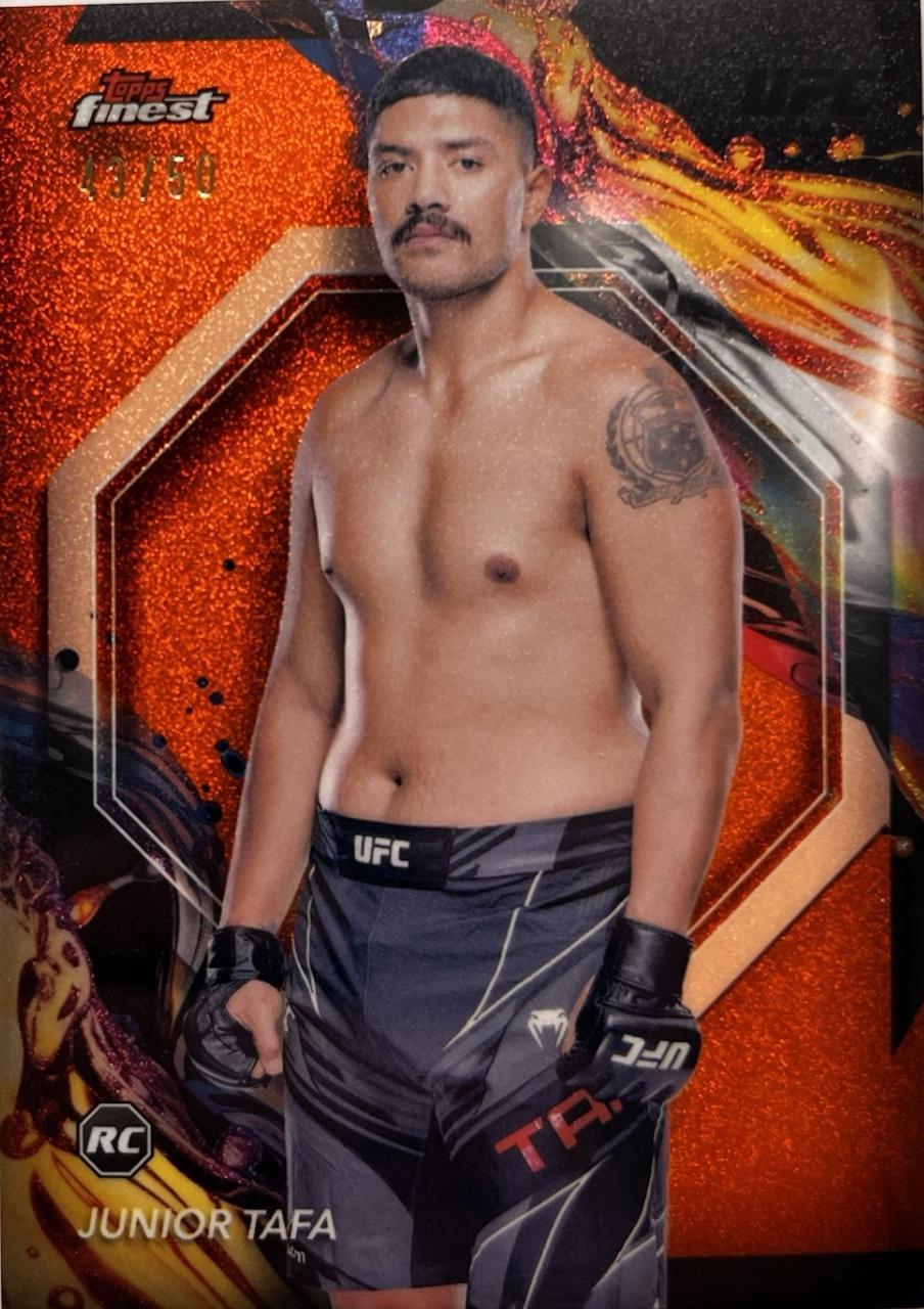 Junior Tafa 2024 Topps Finest UFC Base Uncommon #159 Tangerine Glitter Refractor