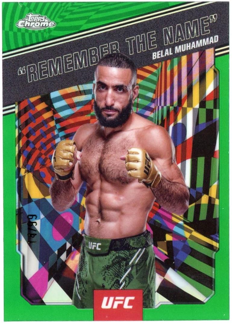 Belal Muhammad 2025 Topps Chrome UFC AKA #AKA-1 Green Refractor