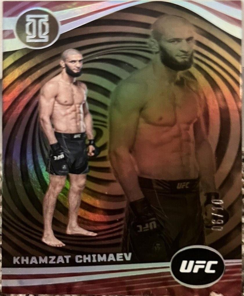 Khamzat Chimaev 2023 Panini Chronicles UFC Base Illusions #280 Gold
