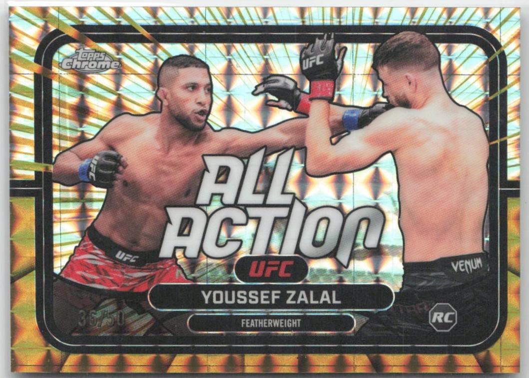 Youssef Zalal 2026 Topps Chrome UFC All-Action #AA-8 Gold Geometric Refractor