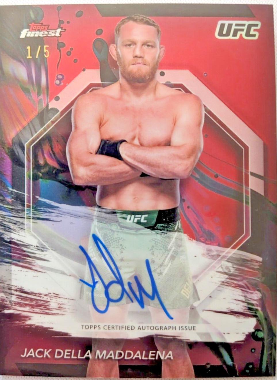 Jack Della Maddalena 2024 Topps Finest UFC Finest Autographs #FA-JDM Red Refractor