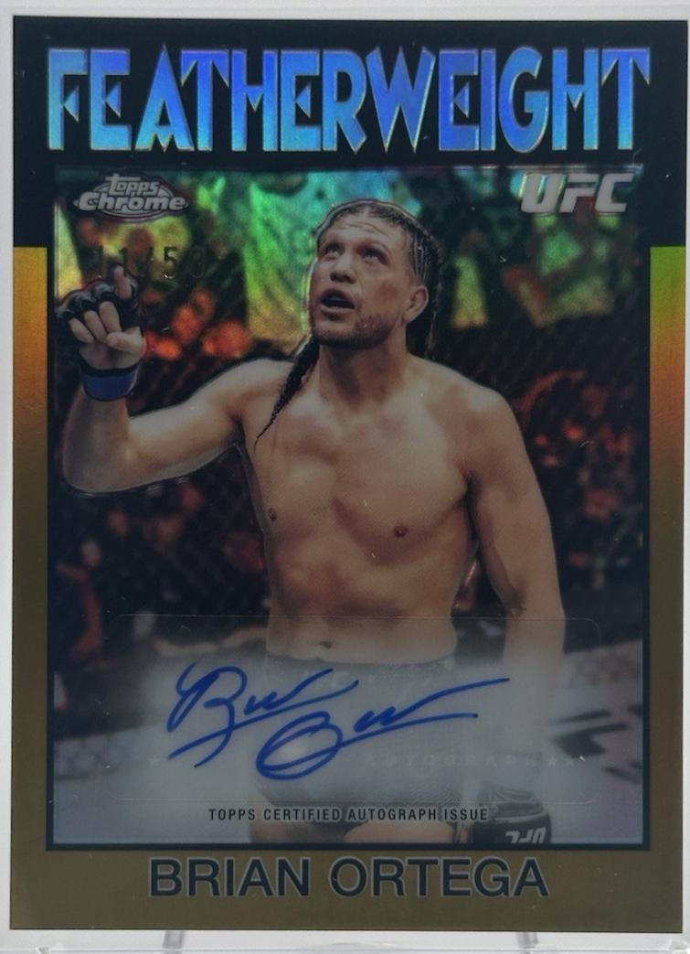 Brian Ortega 2026 Topps Chrome UFC 1986 Topps Signatures #86S-BO Gold Refractor