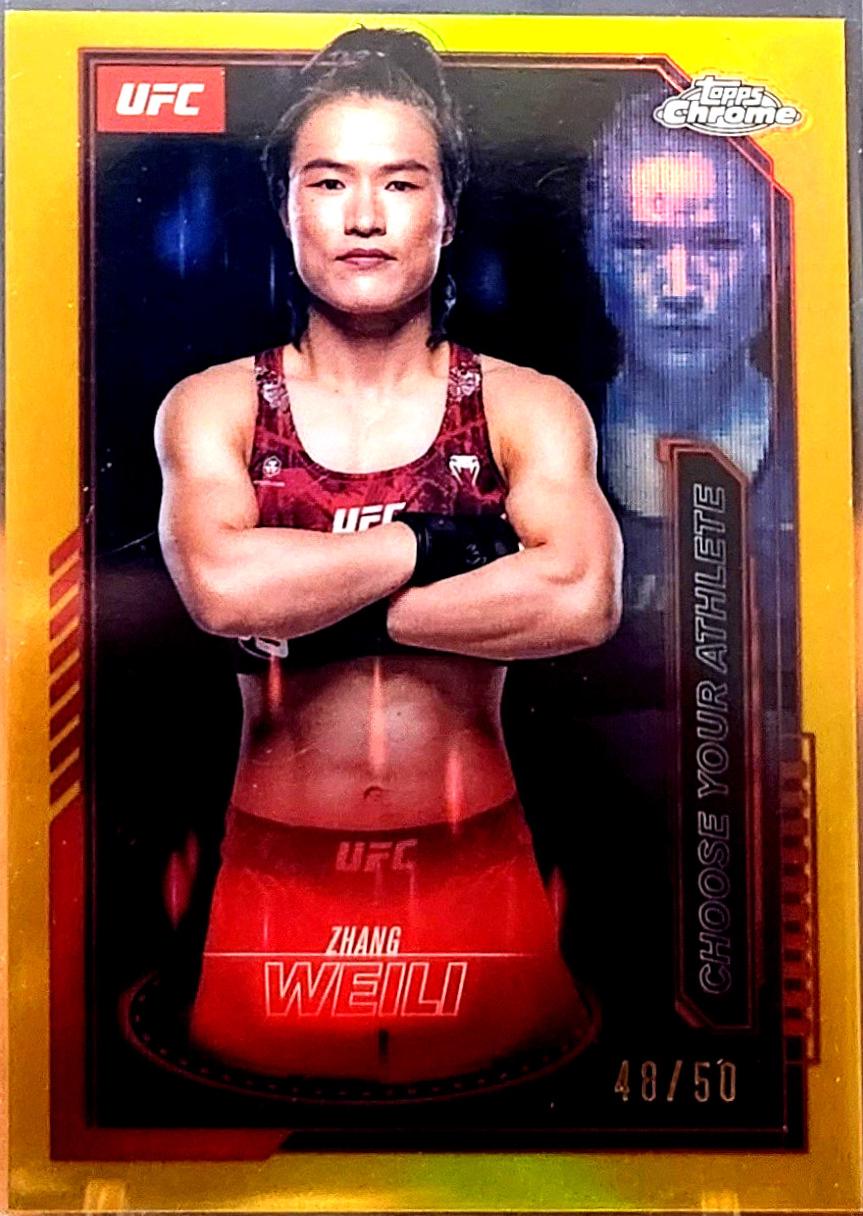 Zhang Weili 2025 Topps Chrome UFC Mission Control #MCL-10 Gold Refractor