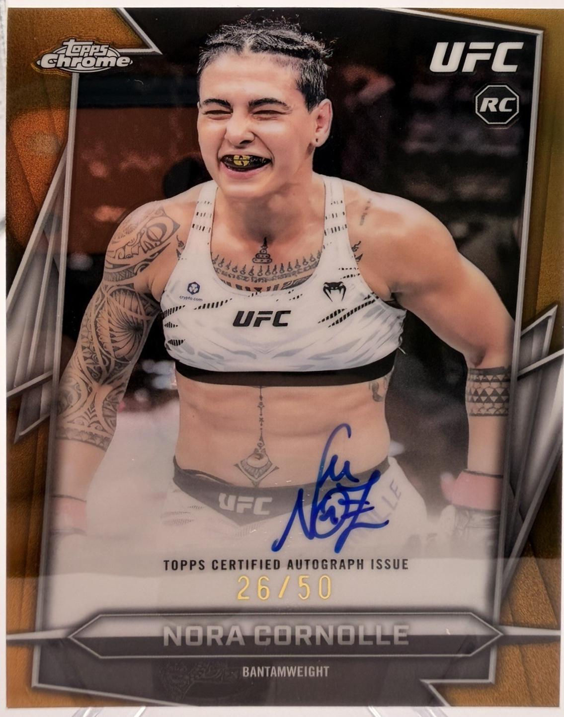 Nora Cornolle 2026 Topps Chrome UFC Base Autographs #BAV-NC Gold Refractor