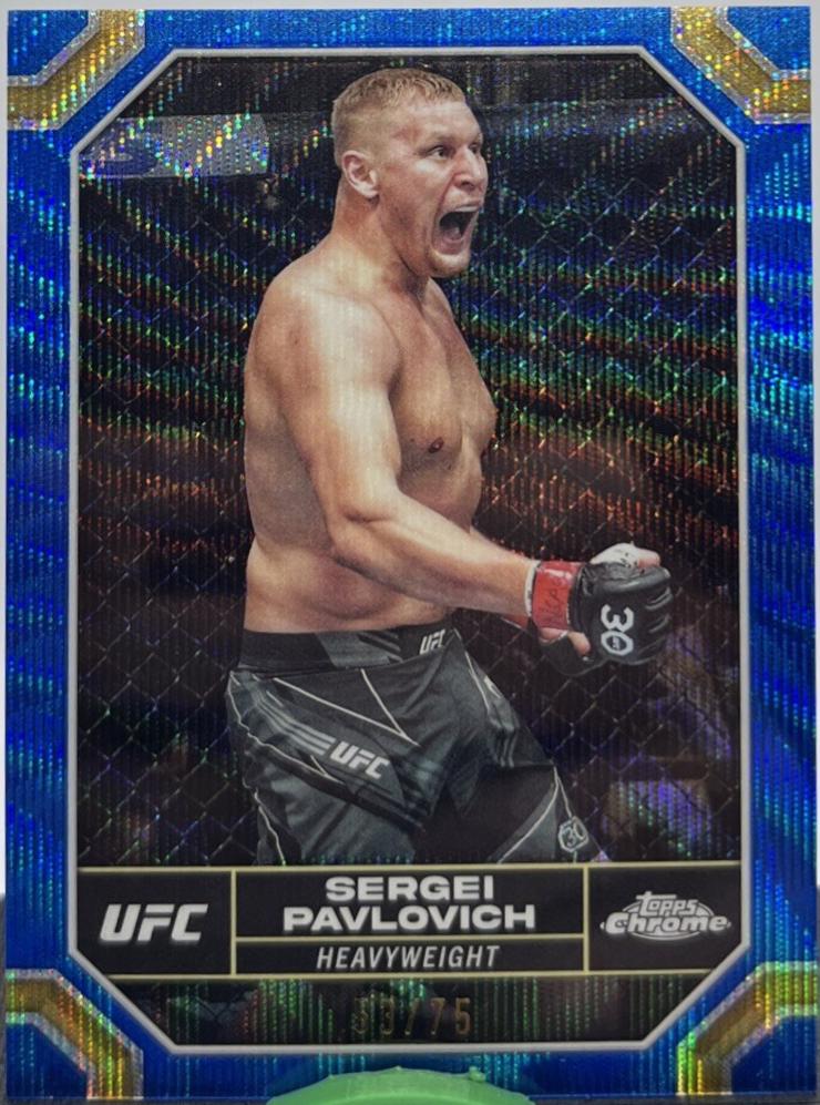 Sergei Pavlovich 2024 Topps Chrome UFC Base #175 Blue Wave Refractor