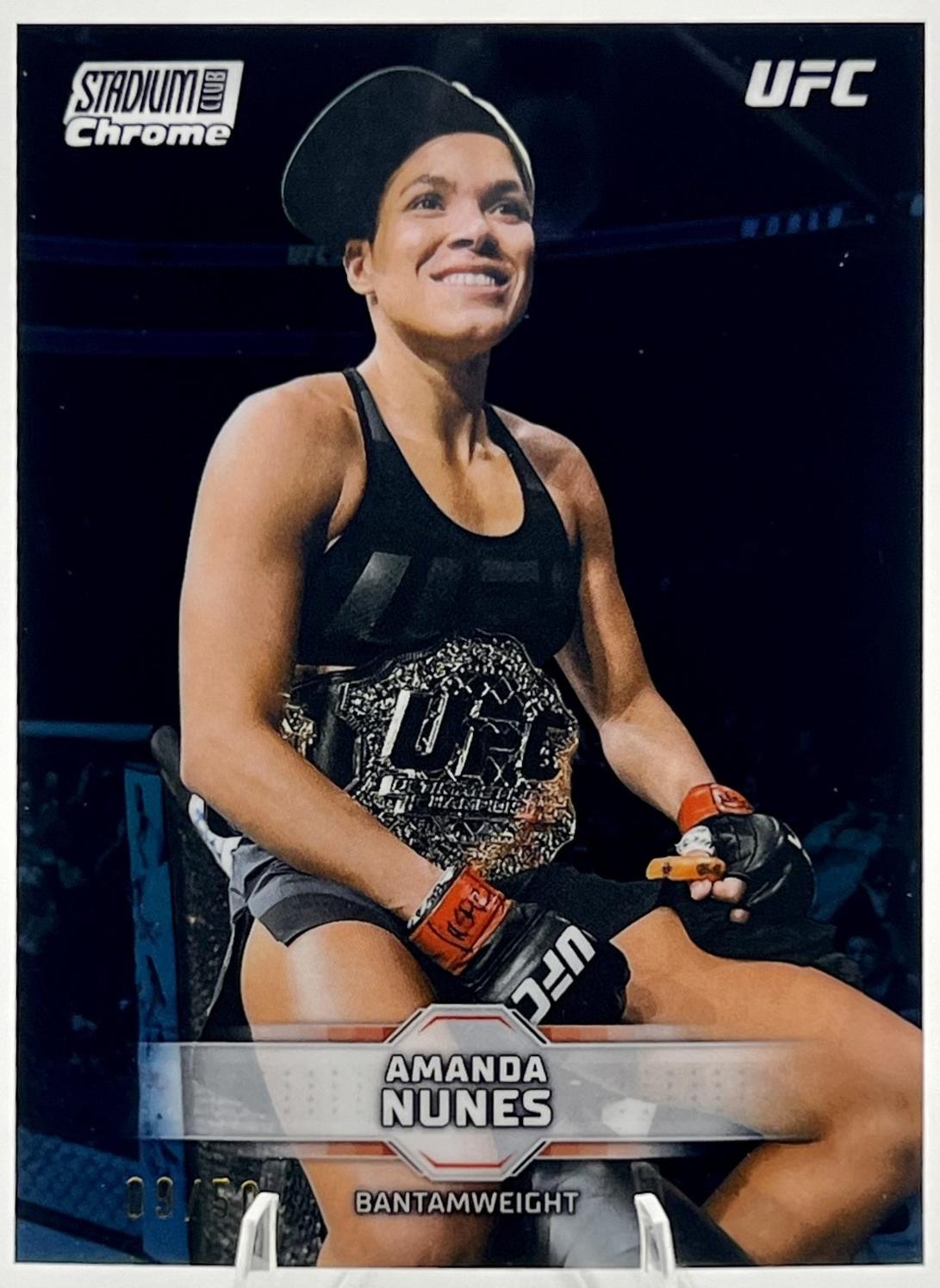 Amanda Nunes 2026 Topps Stadium Club UFC Chrome Base #CB-14 Blue Refractor