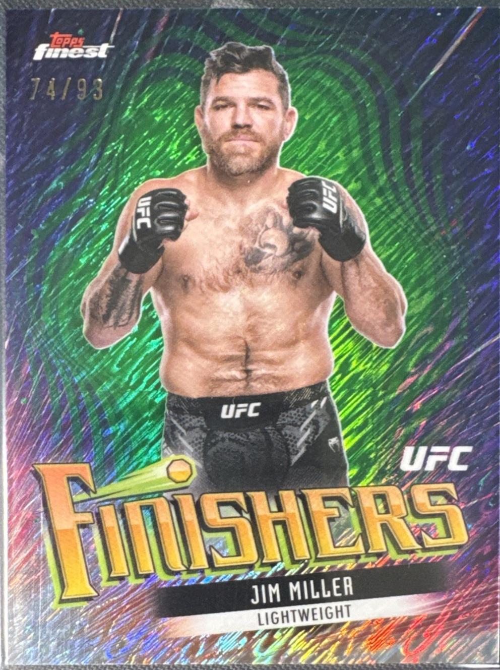 Jim Miller 2024 Topps Finest UFC Finishers #FIN-3 Green Shimmer Refractor
