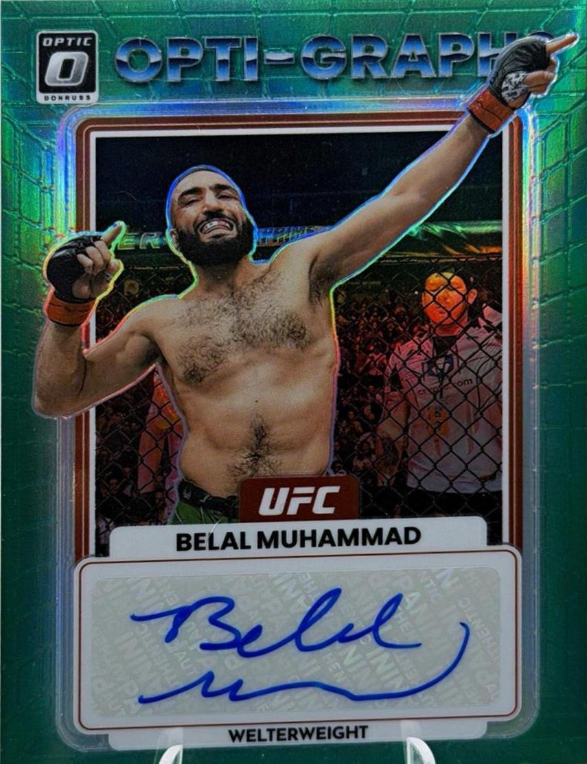 Belal Muhammad 2023 Panini Donruss Optic UFC Opti-Graphs #16 Green Autograph