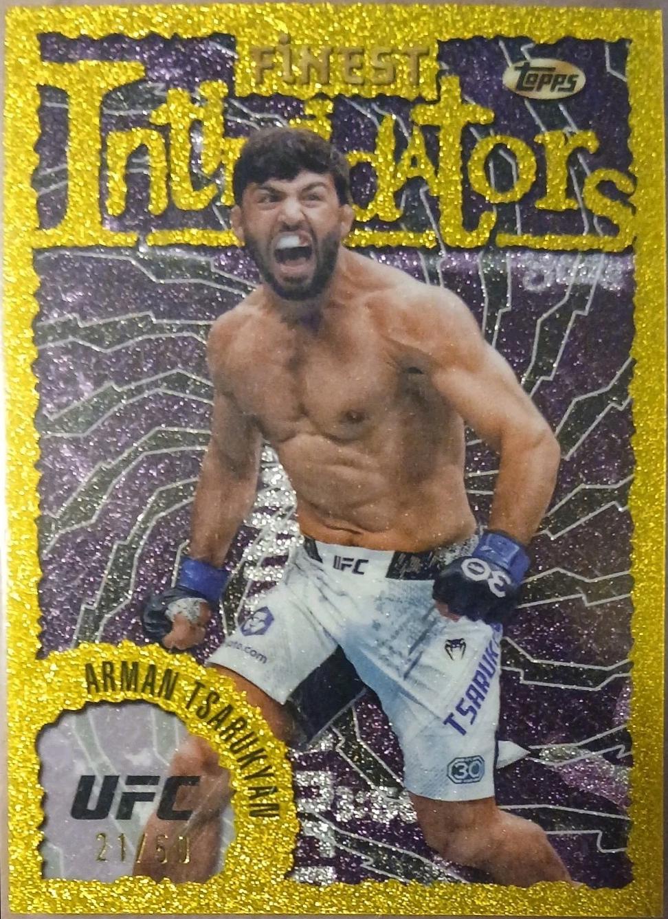 Arman Tsarukyan 2024 Topps Finest UFC Intimidators #INT-13 Yellow Glitter Refractor