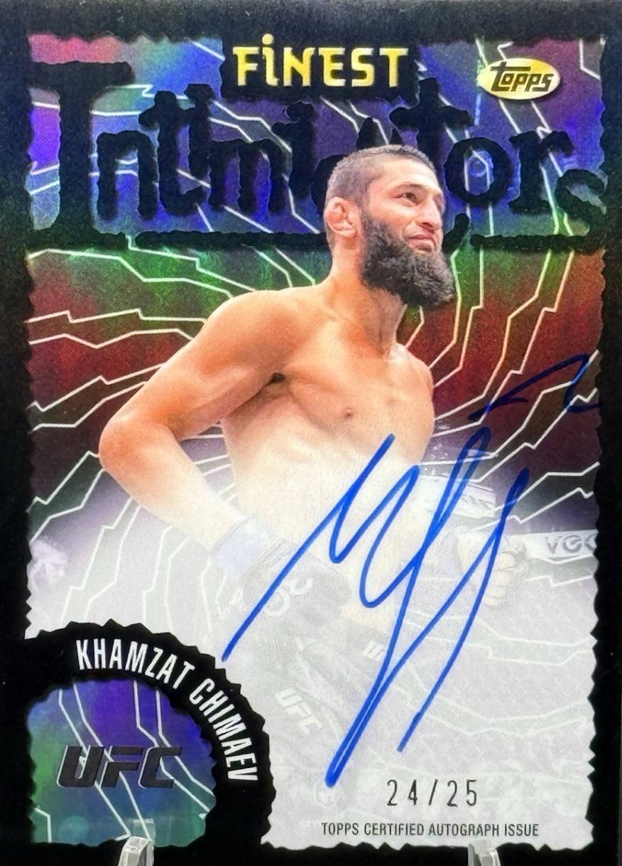 Khamzat Chimaev 2024 Topps Finest UFC Intimidators Autographs #IA-KCH Black Refractor