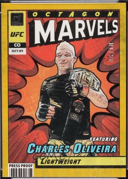 Charles Oliveira 2022 Panini Donruss UFC Octagon Marvels #1 Press Proof Gold