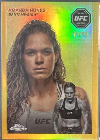Amanda Nunes 2024 Topps Chrome UFC Base #15 Gold Refractor