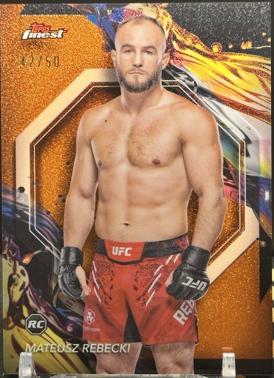 Mateusz Rębecki 2024 Topps Finest UFC Base Common #38 Tangerine Glitter Refractor