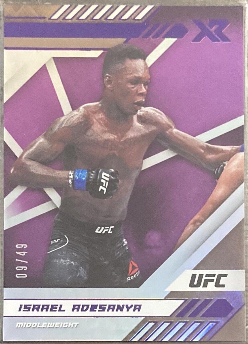 Israel Adesanya 2021 Panini Chronicles UFC Base XR #195 Purple