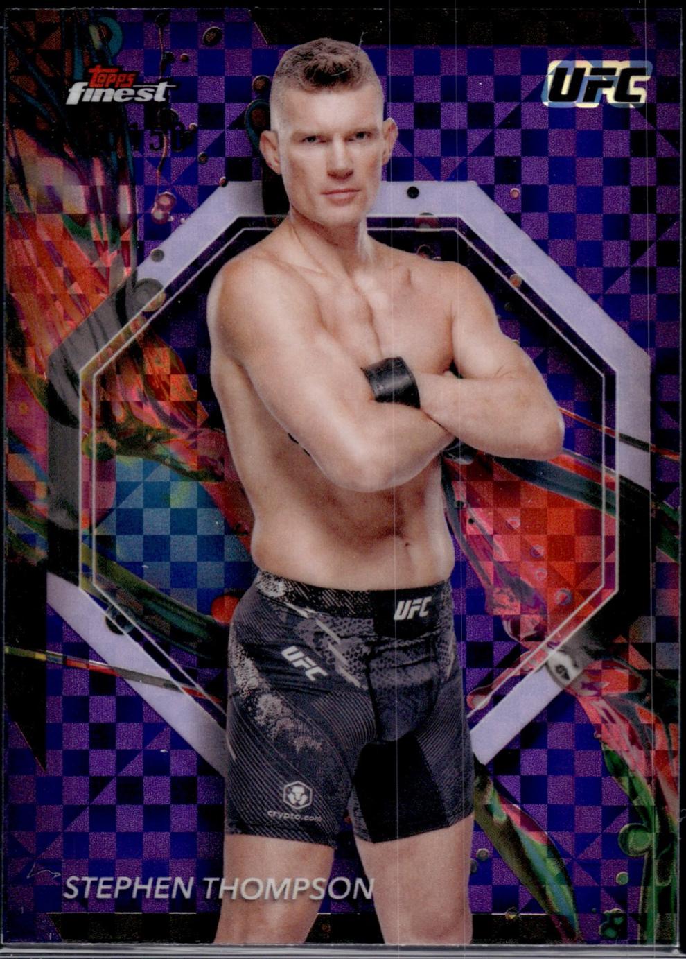 Stephen Thompson 2024 Topps Finest UFC Base Common #19 Purple Checkerboard Refractor