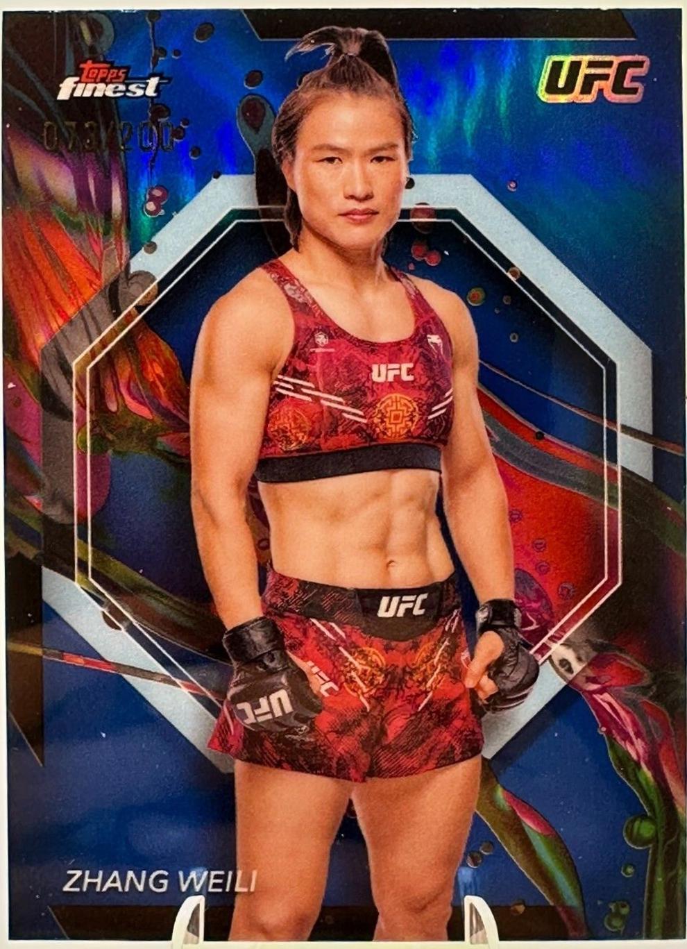 Zhang Weili 2024 Topps Finest UFC Base Common #17 Blue Refractor