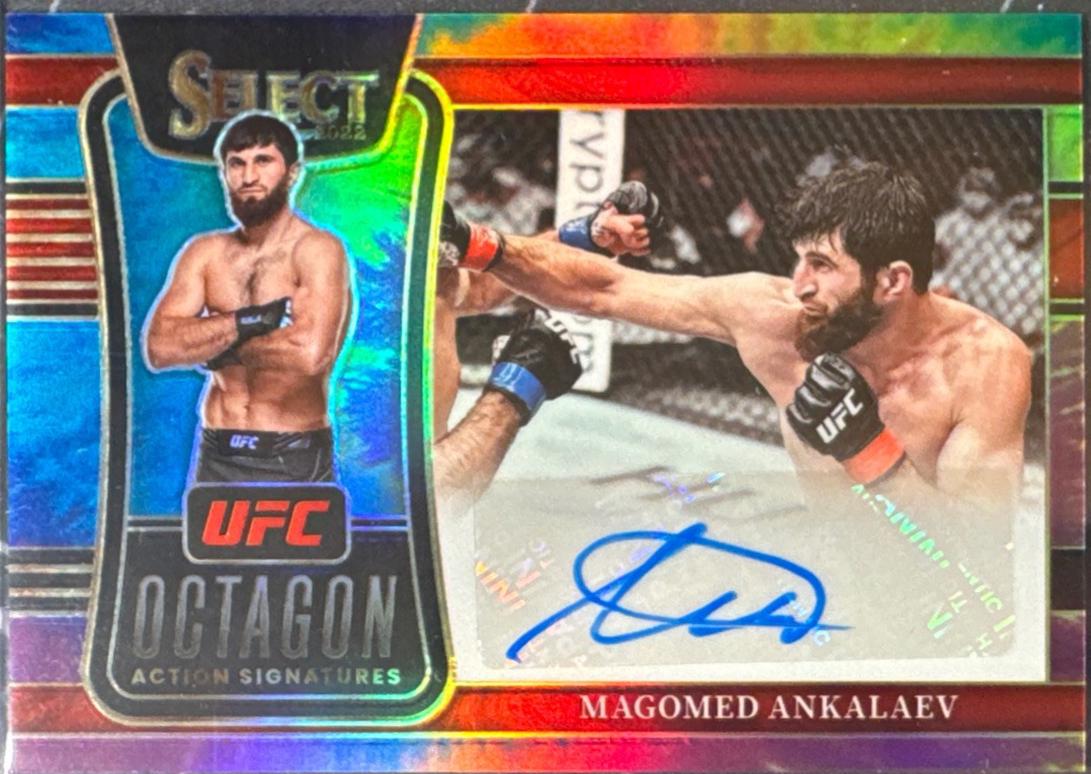 Magomed Ankalaev 2022 Panini Select UFC Octagon Action Signatures #17 Tie Dye