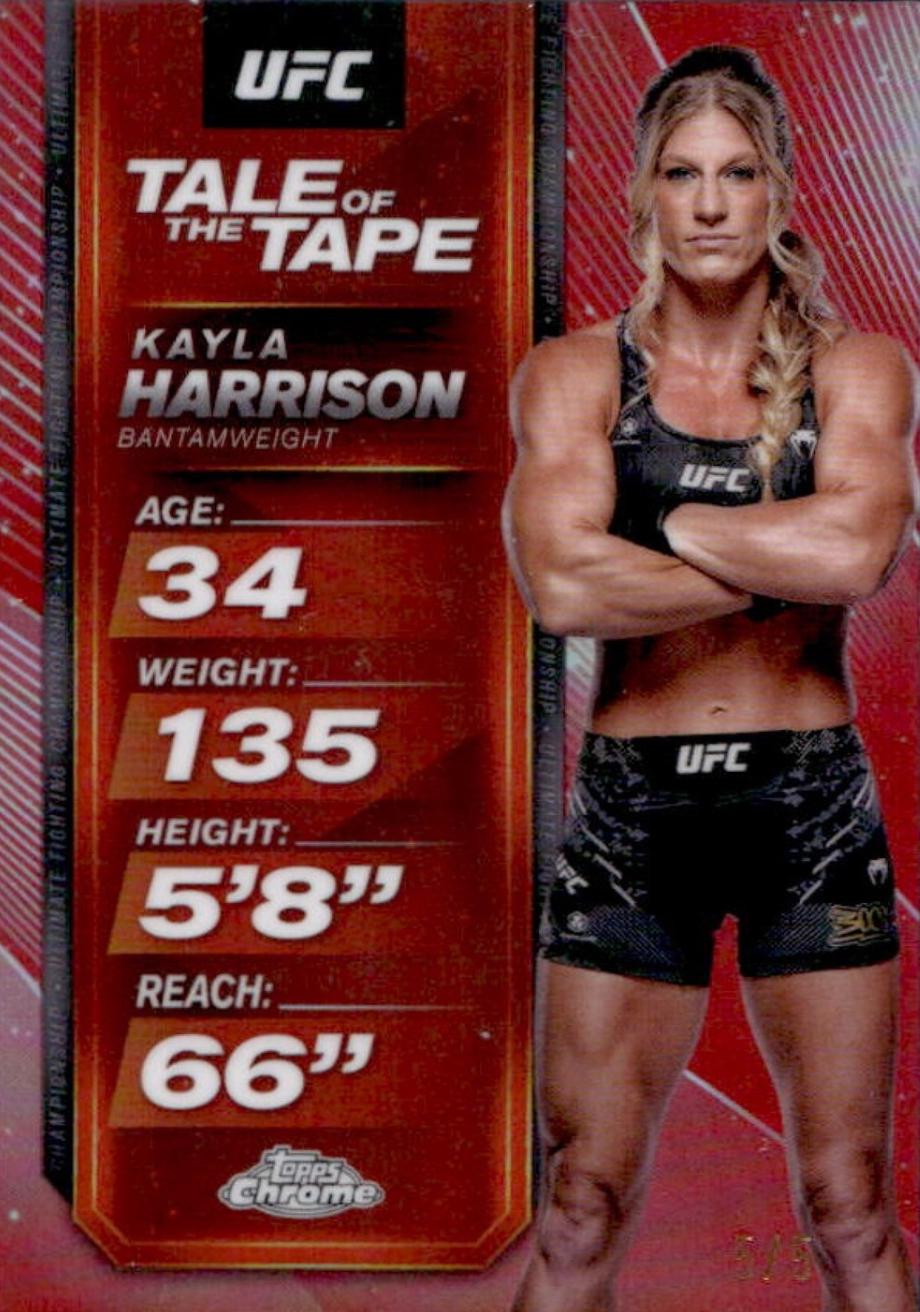 Kayla Harrison 2025 Topps Chrome UFC Tale of the Tape #TTT-7 Red Refractor