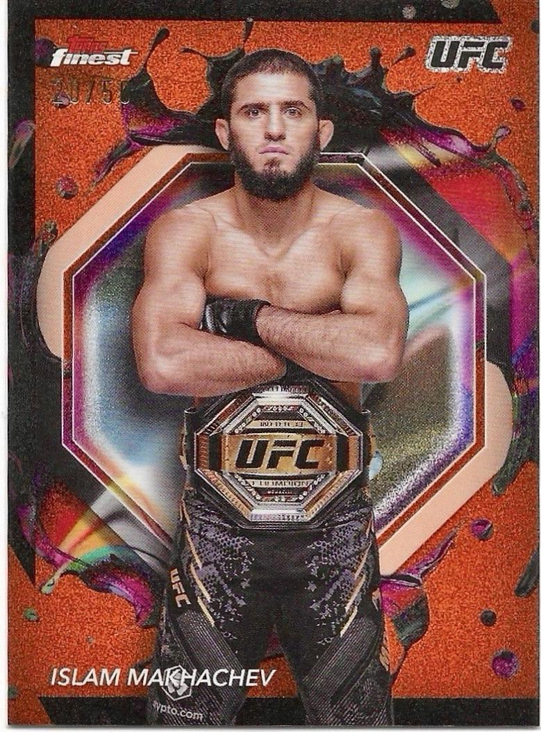 Islam Makhachev 2024 Topps Finest UFC Base Rare #293 Tangerine Glitter Refractor