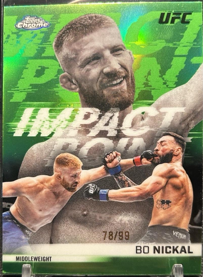 Bo Nickal 2026 Topps Chrome UFC Impact Point #IP-15 Green Refractor