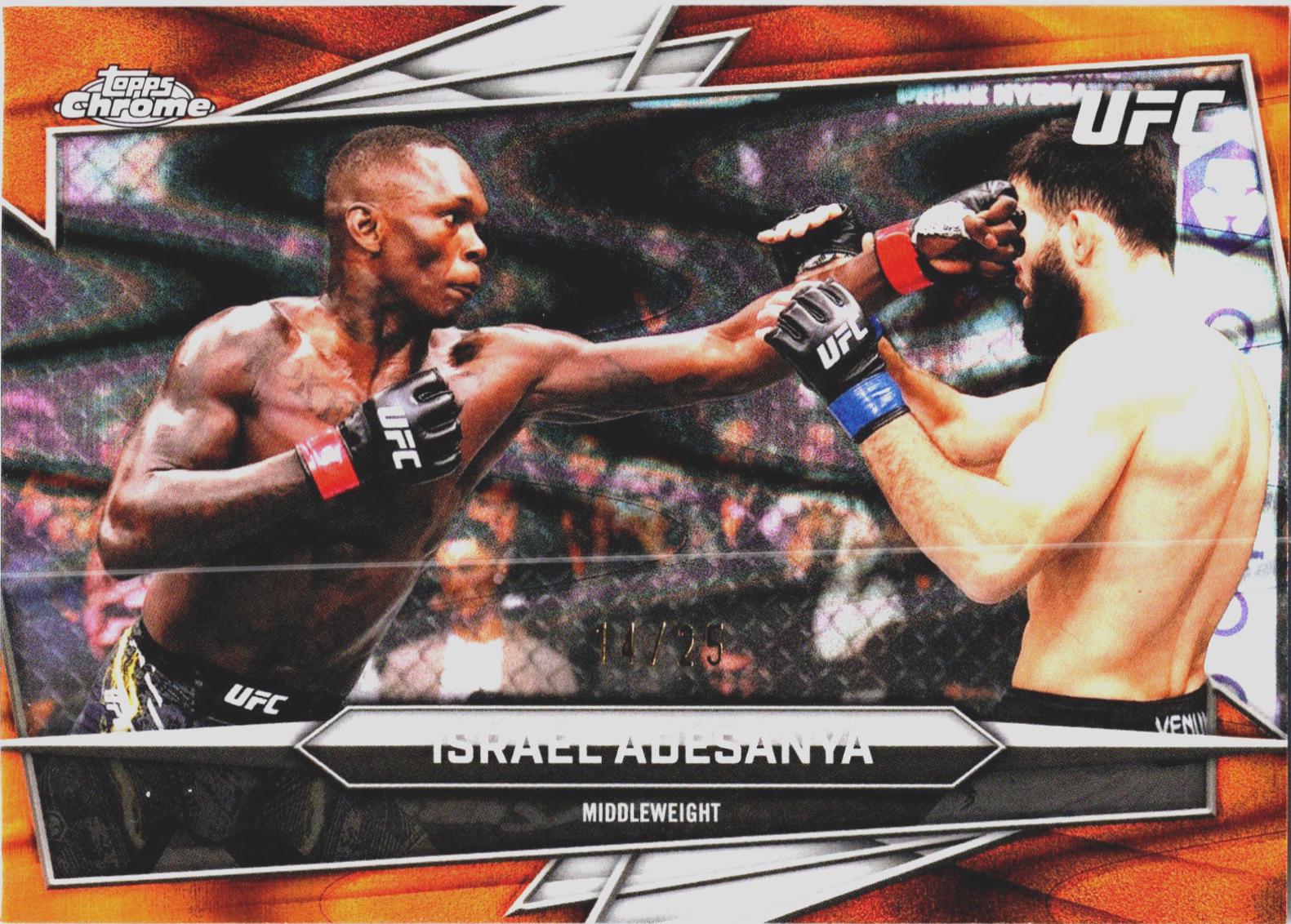Israel Adesanya 2026 Topps Chrome UFC Base #197 Orange Ray Wave Refractor
