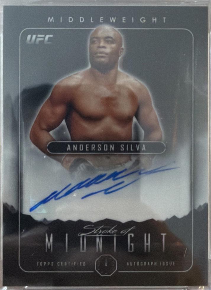 Anderson Silva 2024 Topps Midnight UFC Stroke of Midnight Autographs #SMA-ANS Moon Beam