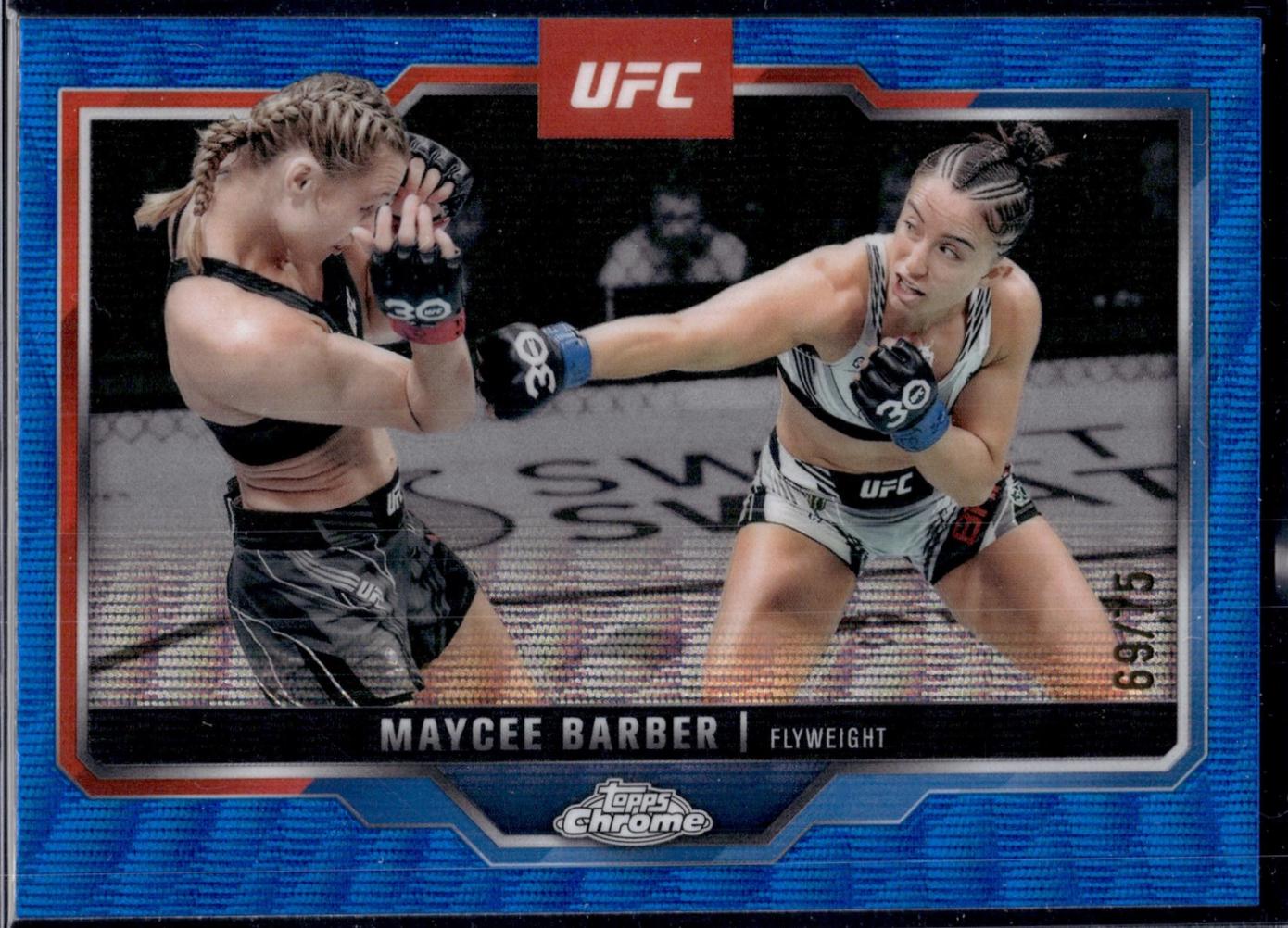 Maycee Barber 2025 Topps Chrome UFC Base #187 Blue Wave Refractor