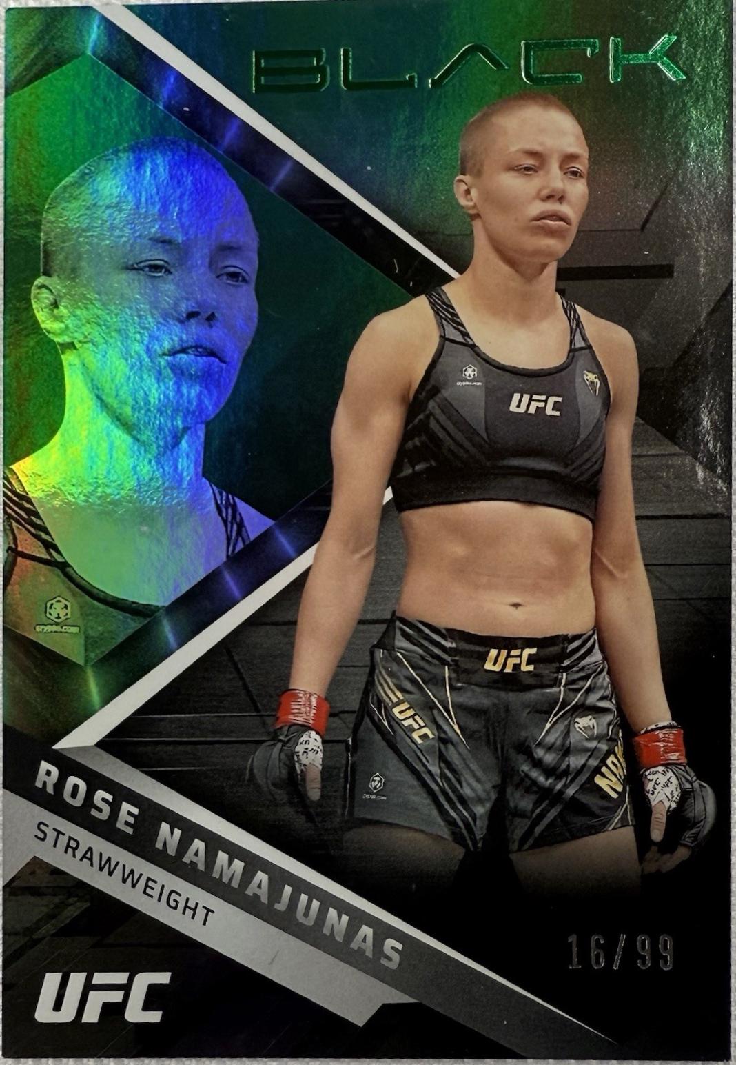 Rose Namajunas 2022 Panini Chronicles UFC Base Black #214 Green