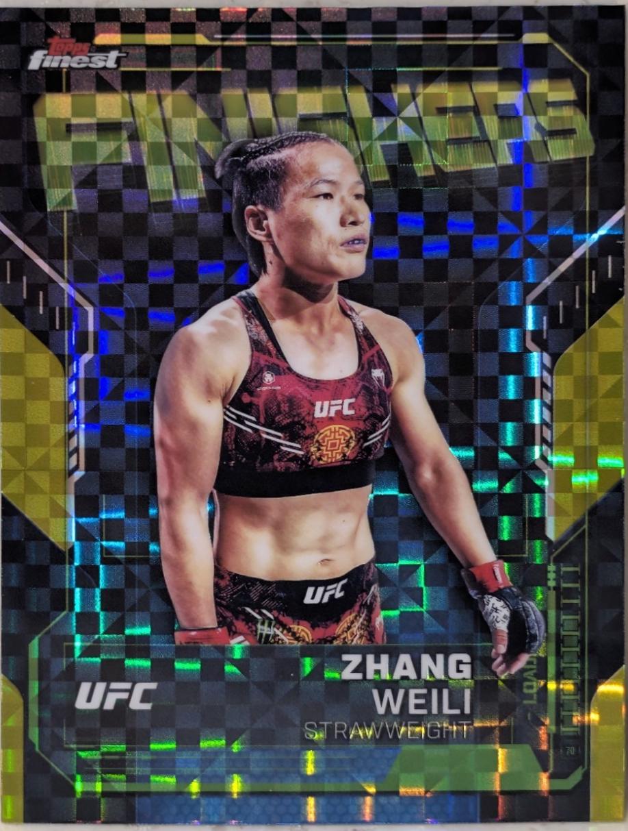 Zhang Weili 2025 Topps Finest UFC Finishers #FN-19 Checkerboard Refractor