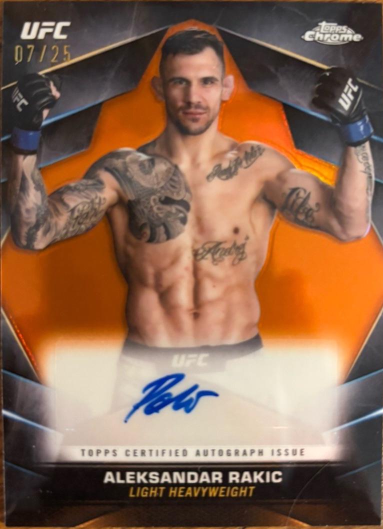 Aleksandar Rakic 2024 Topps Chrome UFC Chrome Veteran Autographs #CVA-ARA Orange Refractor