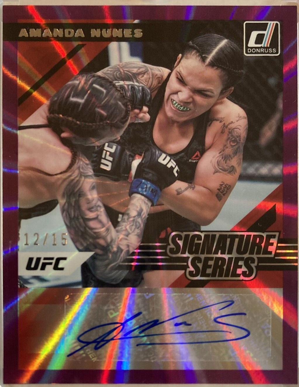 Amanda Nunes 2022 Panini Donruss UFC Signature Series #64 Purple Laser